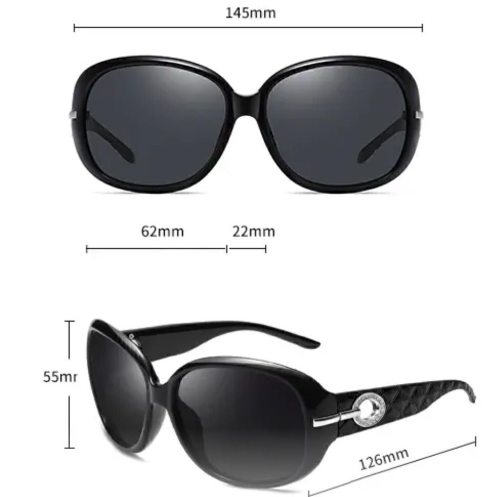 SUNGLASSES FASHION WOMEN OVERSIZE WITH SILVER HARDWARE AND DIAMOND ACCENTS. - Picture 6 of 6